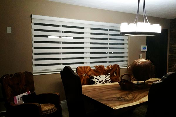 Transitional Shades Installed in Dining Room